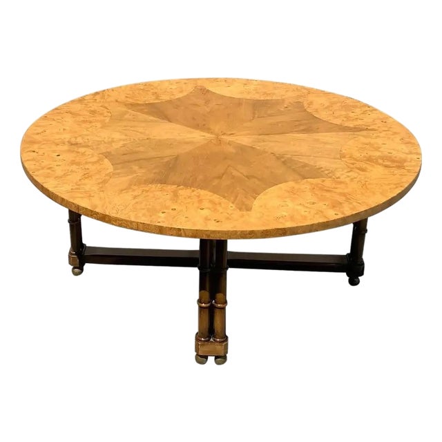 Mid Century Modern Walnut Round Coffee Table For Sale