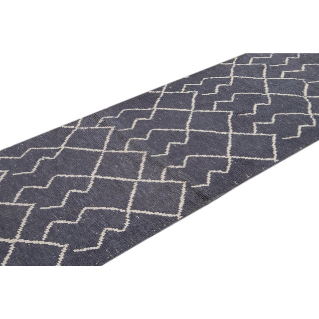 Modern Moroccan Style Handmade Tribal Wool Runner For Sale In New York - Image 6 of 10