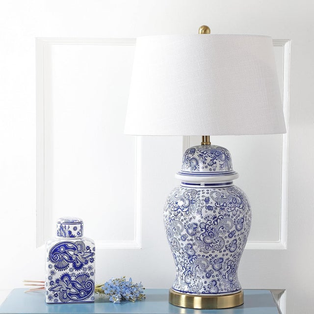 Blue and White Chinoiserie Ginger Jar Table Lamp, 29.5 Inch For Sale - Image 9 of 9