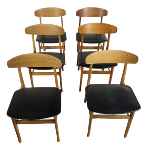 Vintage Danish Teak Chairs, 1960s, Set of 6