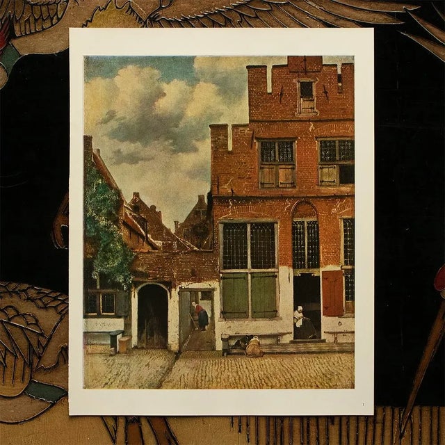 American Circa 1950s "Street in Delft" Vintage Full Color Print After Vermeer For Sale - Image 3 of 6