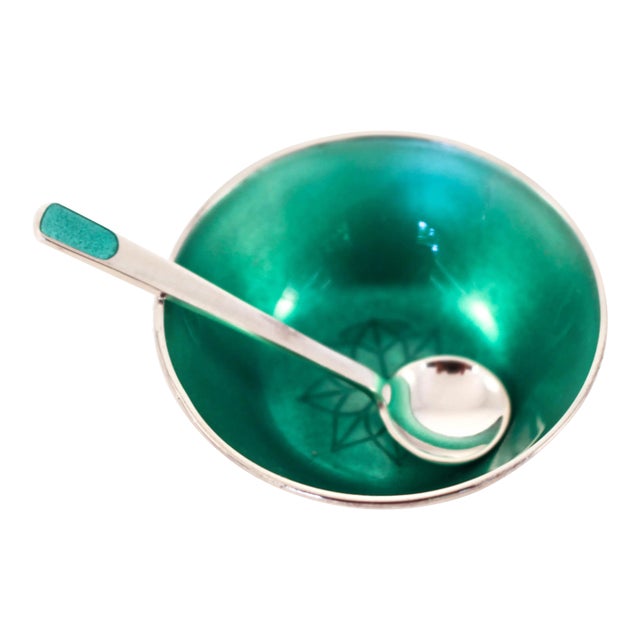 Sterling Salt Cellar with Spoon For Sale