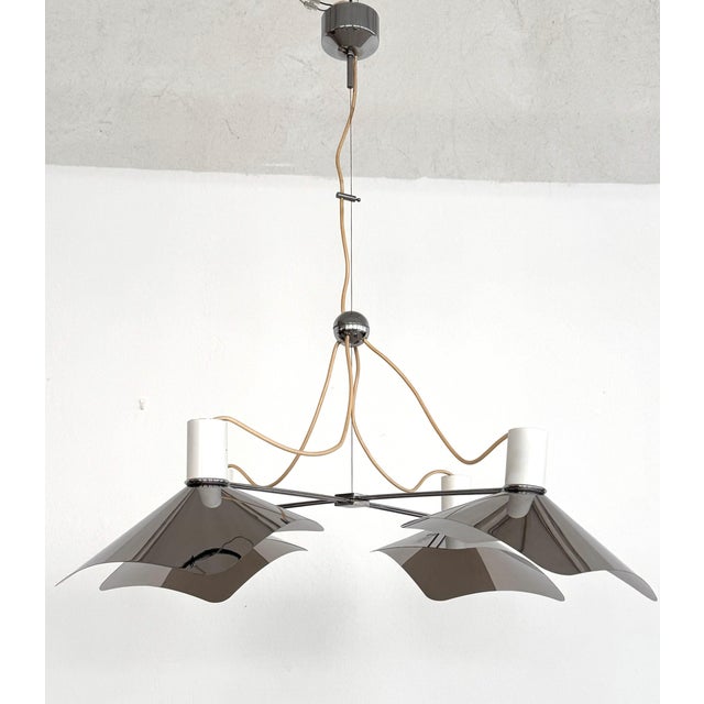 1980s Mid-Century Modern Corolla Pendant Light in Chrome from Giovanni Grignani, Italy, 1970s For Sale - Image 5 of 18
