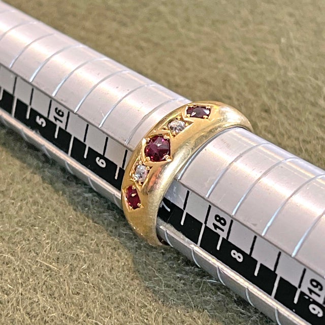 Red Victorian Ruby Diamond Ring 18k Gold Dated 1894, Size 7 For Sale - Image 8 of 9