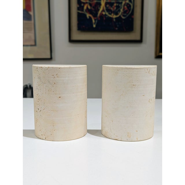 Italian Pair of Italian Travertine Bookends For Sale - Image 3 of 6