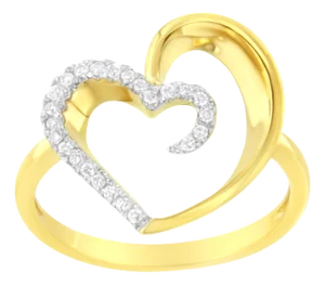 14KT Yellow Gold 1/10 ctw. Diamond Heart Shape Ring (K-L, I1-I2) - Size 7