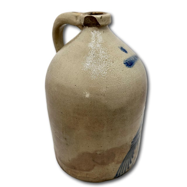Excellent Large 3 Gallon Size Antique 1870s American Blue Bird Decorated Stoneware Jug by Whites in Utica New York For Sale - Image 14 of 18