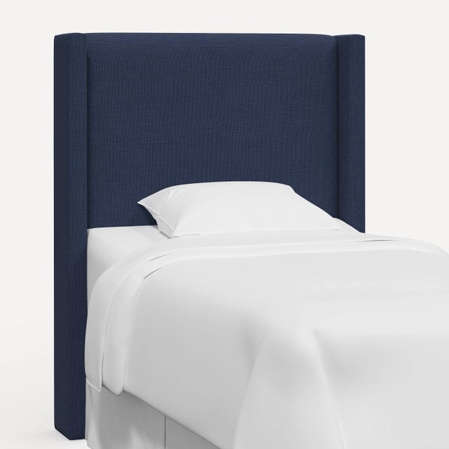 Red from Scalamandre crafted by Cloth & Company Hudson Twin Headboard, Navy Blue Solid Linen For Sale In Chicago - Image 6 of 6