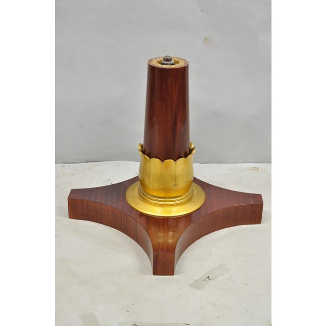Vintage French Regency Style Mahogany & Gold Gilt Plume Table Pedestal Base (B) For Sale - Image 10 of 17