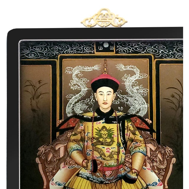 Reverse Glass Paintings Chinese Emperor Empress - Early 20th Century For Sale In Miami - Image 6 of 14
