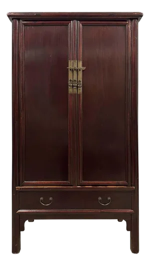 Late 19th Century Antique Chinese Carved Round Corner Armoire/Noodle Cabinet