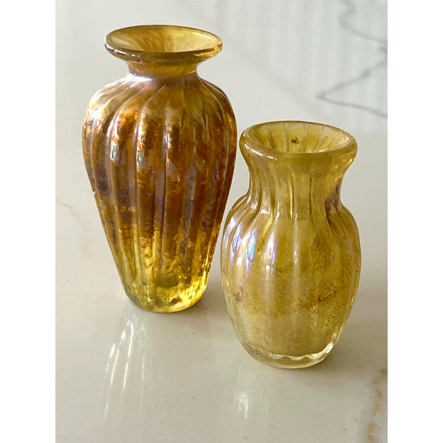 1970s Pair of Small Gold Budvases- Mouth Blown One of a Kind For Sale In Chicago - Image 6 of 9