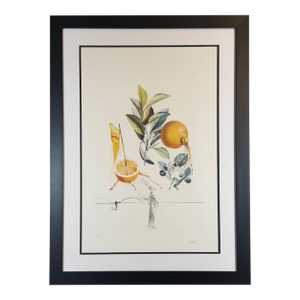 1960s Dali FlorDali/Les Fruits Grapefruit Hand Signed Numbered Etching Surreal Art