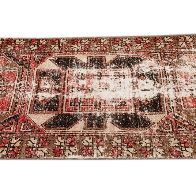 Vintage Anatolian Handmade Brick Red Tribal Wool Runner For Sale - Image 4 of 10