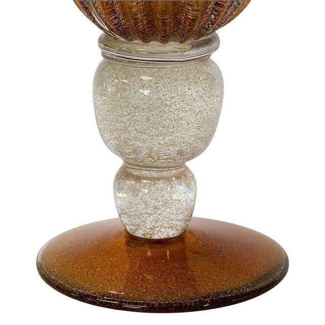 Mid-Century Modern Italian Handmade Amber Murano Glass Vase, 2000 For Sale - Image 3 of 7