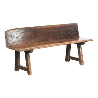 Antique Farmhouse Spanish Walnut Hall Bench For Sale