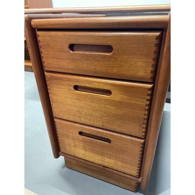 Danish Teak Desk with Drawer Cabinet and Extension Table, Set of 3 For Sale - Image 14 of 18