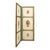 Antique French screen with two panels. Each is hand-painted and features green and cream tones with gold leaf floral...