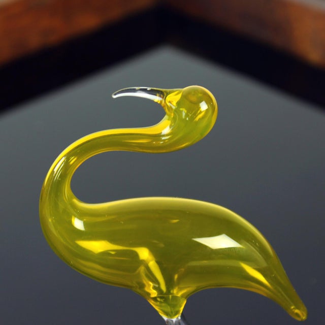 Mid-Century Modern Yellow Blown Glass Flamingo from Jaroslav Brychta, Železný Brod, Czechoslovakia, 1960s For Sale - Image 3 of 7