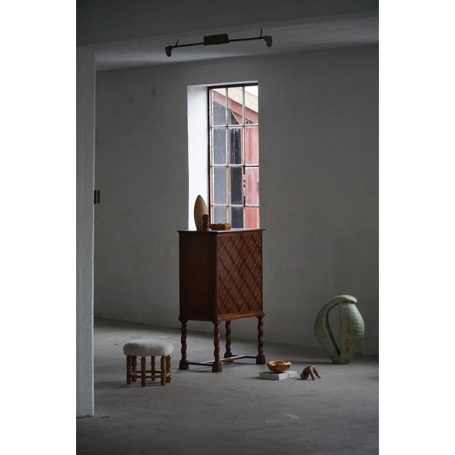 Wood Swedish Grace Art Deco Geometric Cabinet in Oak from Thysells Möbler, 1940s For Sale - Image 7 of 17