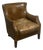 Traditional Nailhead Brown Leather Armchair For Sale