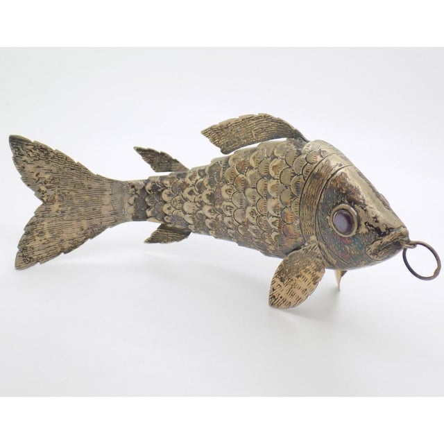 Large Vintage Portuguese Handmade Genuine Silver Fish Sculpture, 1940s For Sale - Image 4 of 14