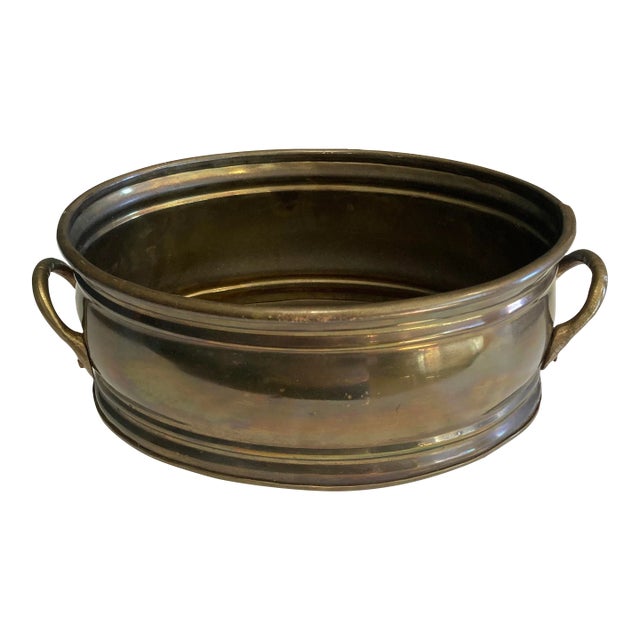 Mid-Century Brass Pot With Handles For Sale