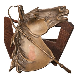 Vintage St. Louis Car Company Brass Horse‑Head Ashtray – Railway Industrial Decor For Sale