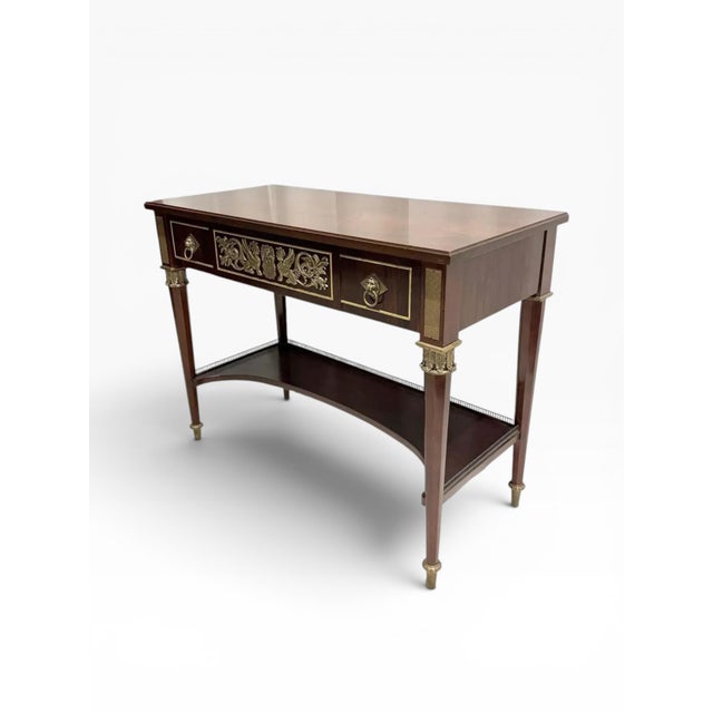 John Widdicomb John Widdicomb Neoclassical Mahogany Console Table With Gilt Bronze Mounts For Sale - Image 4 of 14