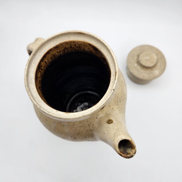 Mid-Century Modern Vintage Studio Pottery Tall Pitcher with Lid For Sale - Image 3 of 10