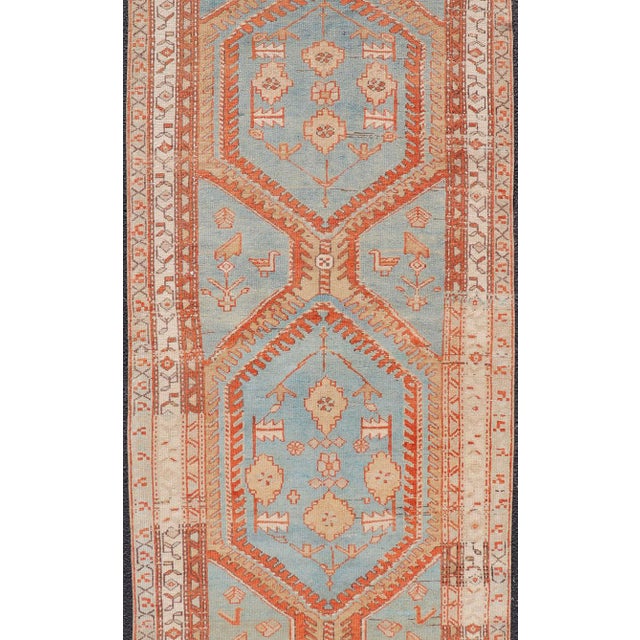 Tribal Hand-Knotted Antique Persian Karajeh Runner With Sub-Geometric Tribal Medallions 3'2 X 10'8 For Sale - Image 3 of 13