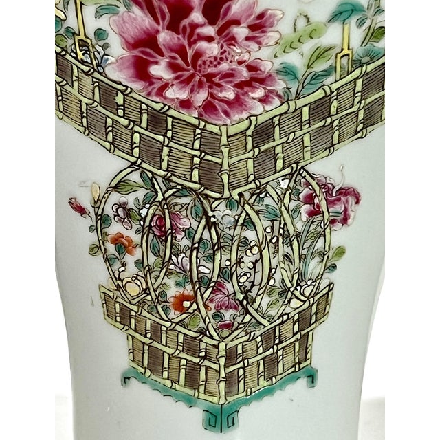 Antique Yongzheng Period 1723 - 1735 Chinese Famille Rose Mei Ping Fine White Porcelain Vase, For Sale - Image 12 of 16