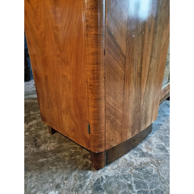 Art Deco French Walnut Wardrobe with Mirrored Door, 1930s For Sale - Image 13 of 18