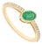 Bezel Set Emerald & Diamond East-West Ring in 14k Yellow Gold Size 5 For Sale