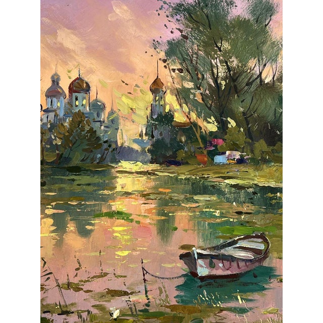 2020s Oil Painting Abandoned Boat on the River Yuriy Suprunchuk For Sale - Image 5 of 11