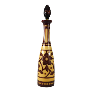1920s Tan Over Red Glass Cut to Clear Decanter