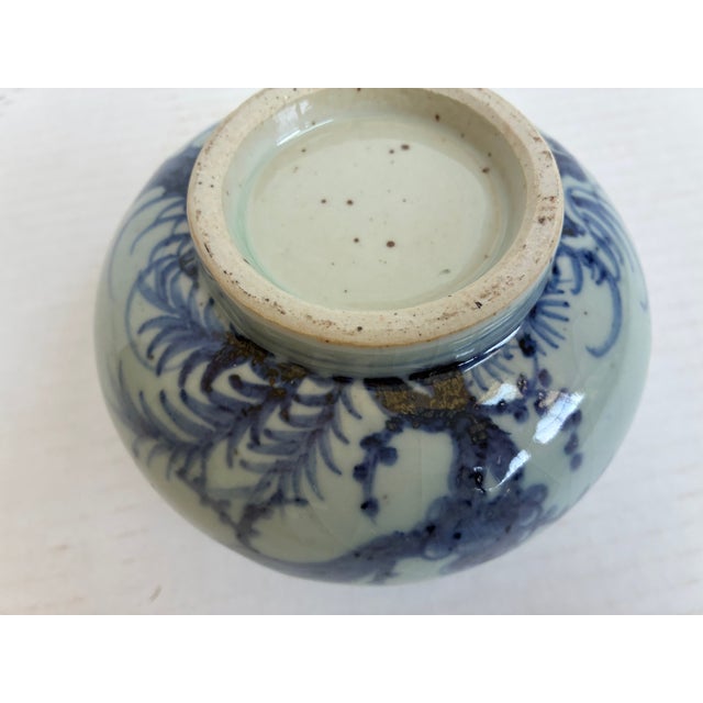 Blue Antique Japanese Blue White Porcelain Chinoiserie Cachepot For Sale - Image 8 of 11