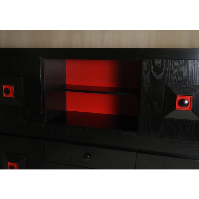 Wood Vintage Brutalist Belgian Black and Red Cabinet, 1960 For Sale - Image 7 of 13
