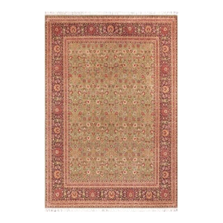 Elegant Floral 1990's Pak-Persian Green/Aubergine Wool Rug - 9'1'' X 11'4'' For Sale