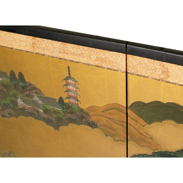 "The Tale of Genji", 1950s Showa Era Japanese Painted Byobu Screen For Sale - Image 15 of 18