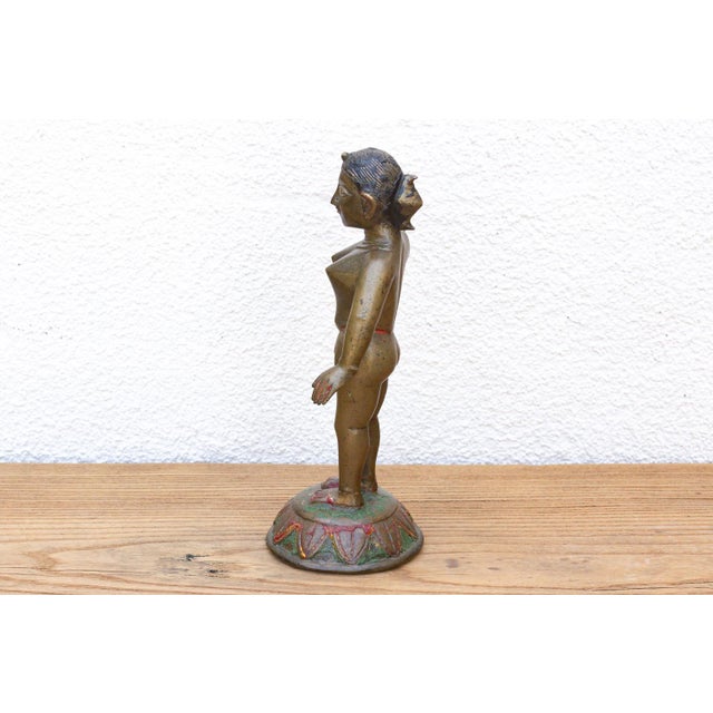 Metal Bronze Yakshini Devotional Attendant Figure For Sale - Image 7 of 10