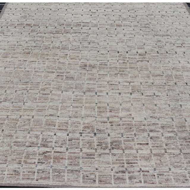 Modern Moroccan Rug With All-Over Design in Muted Tones by Keivan Woven Arts For Sale - Image 4 of 12