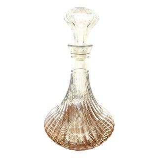 Vintage Twisted Crystal Decanter, 1970s For Sale