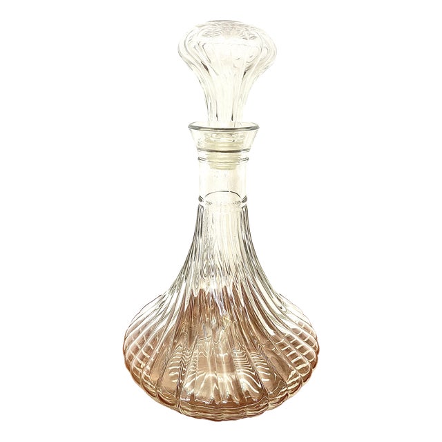 Vintage Twisted Crystal Decanter, 1970s For Sale