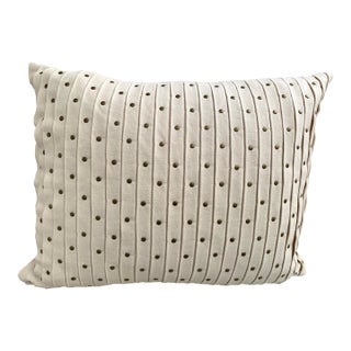 Michael Kors Throw Pillow Cover Cream Pleated Front Embellished With Golden Metallic For Sale