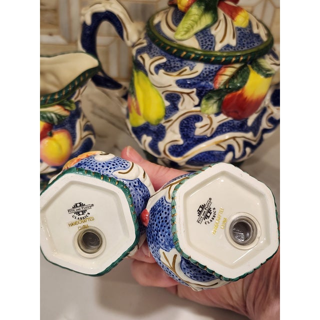 Ceramic 1970s Fitz and Floyd Vintage Florentine Fruit Tea Set - 5pcs For Sale - Image 7 of 10