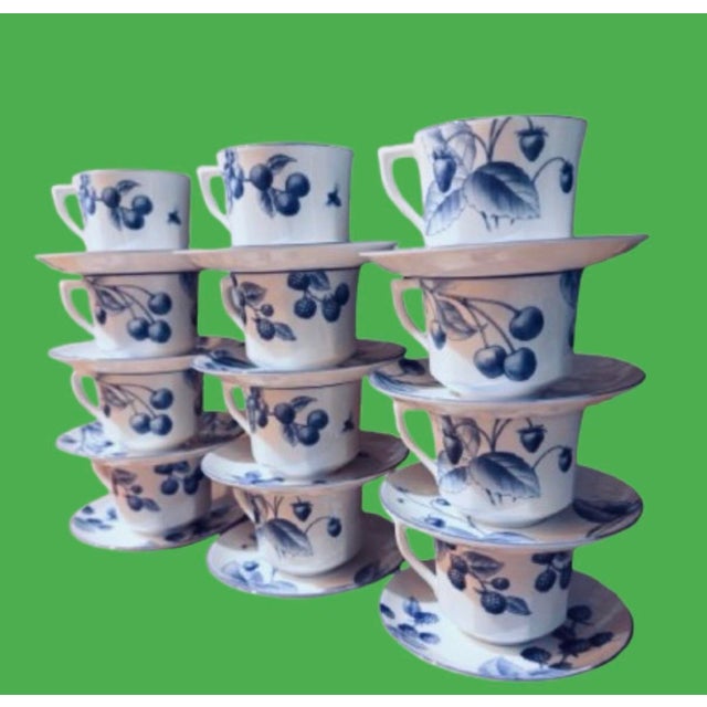 Fabulous Tiffany &Co. tea set crafted in England circa 1996s Bone china. The nature collection of various fruits blue &...