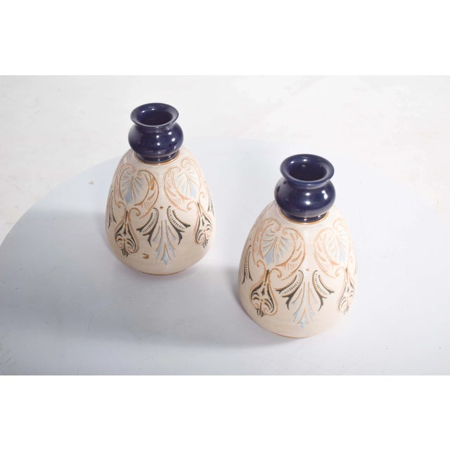 Ceramic Pottery Cream-Colored Bulging Vases, 1910, Set of 2 For Sale - Image 7 of 10