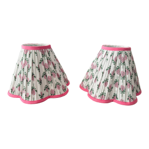 Floral Handmade Pleated Lampshades, Pair