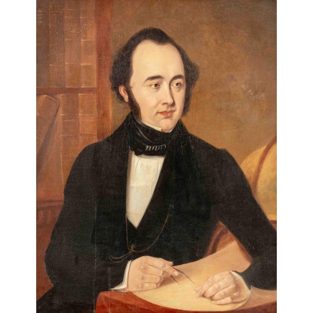 19th Century School, Portrait of a Gentleman, Oil on Canvas, 1844, illegible signature lower right with date "1844",...